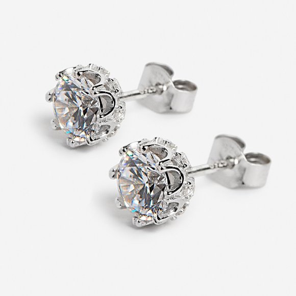 NEW! Luxury Sterling Silver Zircon Crown earrings - Picture 4 of 7